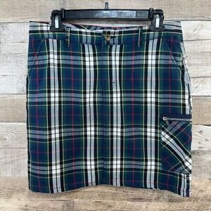Tommy Hilfiger Jeans Womens Blue Green Tartan Plaid Cotton Mini Skirt Size 4